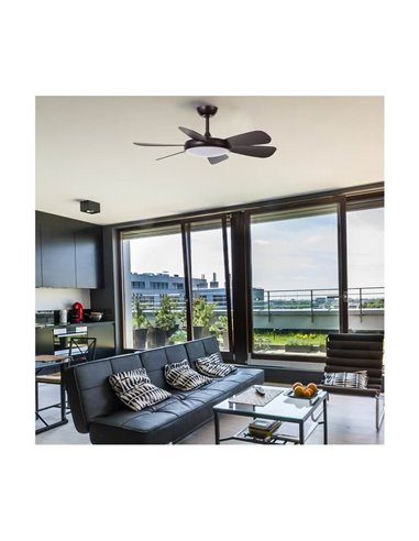 Ventilador de teto LED MODE preto com motor DC 6 lâminas 24W CCT