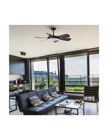 Ventilateur de plafond LED MODE noir avec moteur DC 6 pales 24W CCT