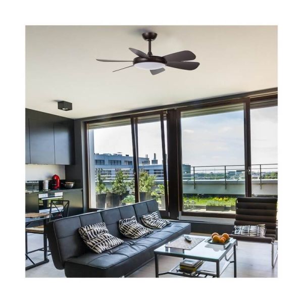 Ventilador de techo LED MODE negro con motor DC 6 aspas 24W CCT