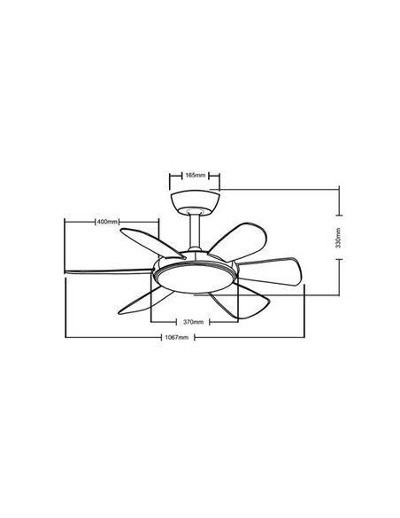 Ventilador de teto LED MODE preto com motor DC 6 lâminas 24W CCT
