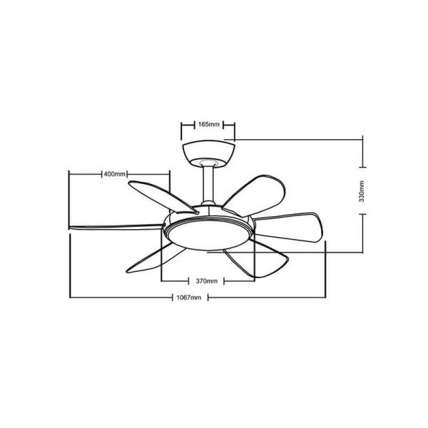 Ventilador de techo LED MODE negro con motor DC 6 aspas 24W CCT