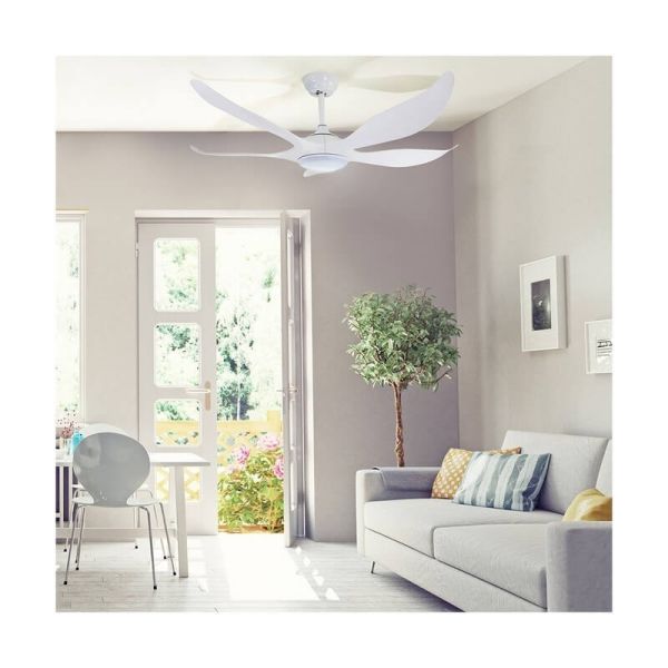 Grand ventilateur de plafond DC NORO LED blanc 20W CCT, pour grandes surfaces