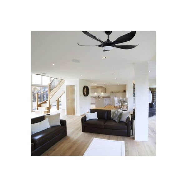 Ventilador de teto grande DC NORO preto LED 20W CCT, para grandes superfícies