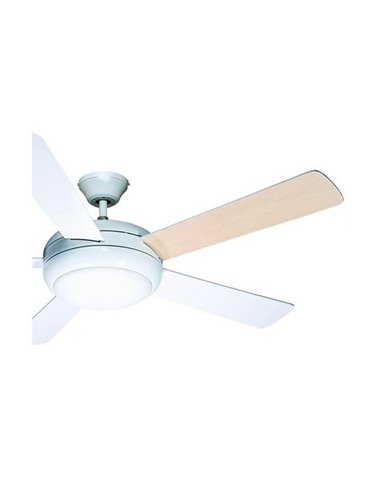 Ventilador con Luz RANDY con aspas reversibles blanco y madera y motor AC 2xE27