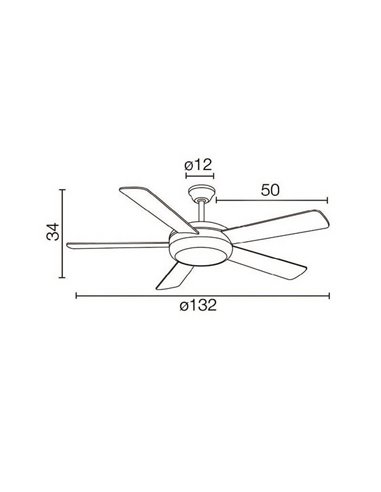 RANDY Ventilador com Luz com pás reversíveis brancas e madeira e motor AC 2xE27