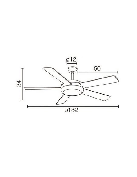 RANDY Ventilador com Luz com pás reversíveis brancas e madeira e motor AC 2xE27