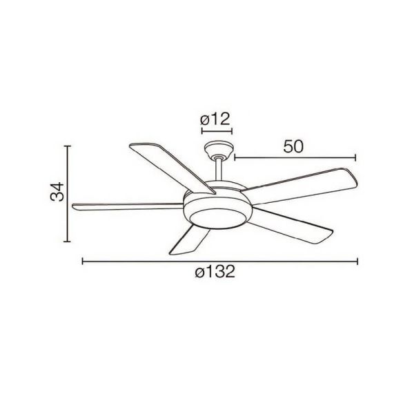 Ventilador con Luz RANDY con aspas reversibles blanco y madera y motor AC 2xE27