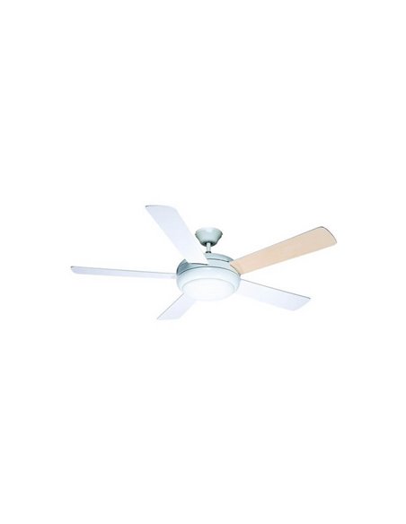 Ventilador con Luz RANDY con aspas reversibles blanco y madera y motor AC 2xE27