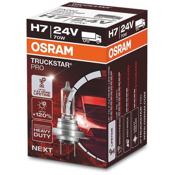 Bombilla H7 Truckstar Pro 24V +120% Nex Generation Caja Cartón 1 Unds. Osram