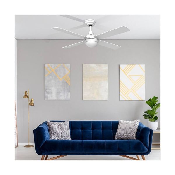 Ventilador moderno LED con motor DC TEMPO blanco 23W CCT para estancias grandes