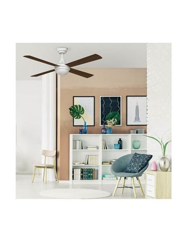 Ventilateur LED moderne avec moteur blanc CCT TEMPO DC 23W pour grandes pièces