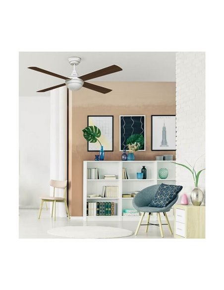 Ventilateur LED moderne avec moteur blanc CCT TEMPO DC 23W pour grandes pièces