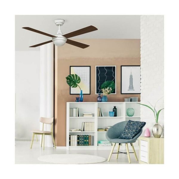 Ventilador LED moderno com motor CCT TEMPO DC branco de 23 W para salas grandes