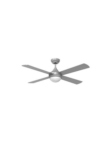 Ventilador moderno LED con motor DC TEMPO plata 23W CCT para estancias grandes con aspas reversibles 