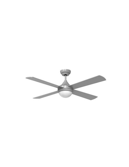 Ventilador moderno LED con motor DC TEMPO plata 23W CCT para estancias grandes con aspas reversibles 