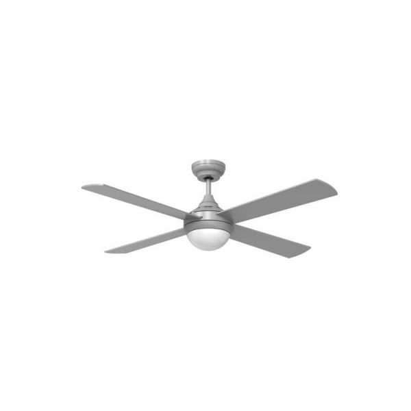 Ventilador moderno LED con motor DC TEMPO plata 23W CCT para estancias grandes con aspas reversibles 