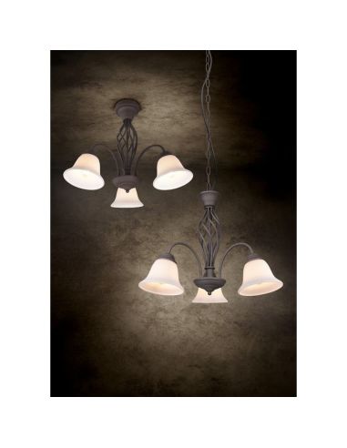 Plafonnier 3 abat-jour en verre de style classique RUSTICA | LéonLeds