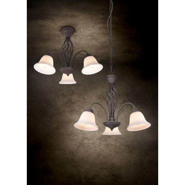 Lámpara de Techo 3 Pantallas Vidrio Estilo Clásico RUSTICA | LeonLeds