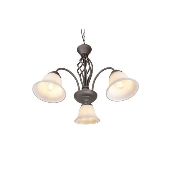 Plafonnier 3 abat-jour en verre de style classique RUSTICA | LéonLeds