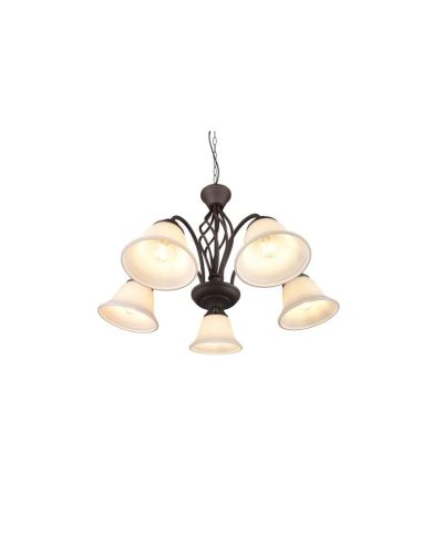 Plafonnier 5 abat-jour en verre RUSTICA Style Classique | LéonLeds