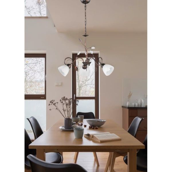 Lámpara de Techo Araña 3 Pantallas TRADITIO Vidrio | LeonLeds