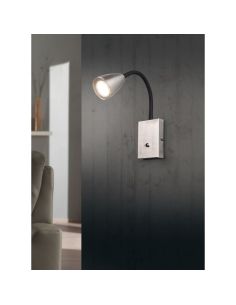 Lecteur d'applique murale interrupteur intégré WANDA Nickel | LéonLeds 2