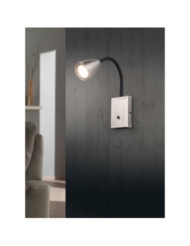 Aplique de Pared Lector Interruptor Integrado WANDA Níquel | LeonLeds