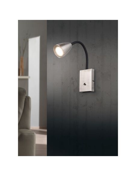 Aplique de Pared Lector Interruptor Integrado WANDA Níquel | LeonLeds