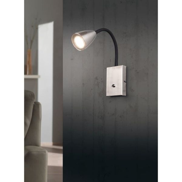 Aplique de Pared Lector Interruptor Integrado WANDA Níquel | LeonLeds