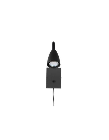Aplique Pared Brazo Lector Interruptor Integrado WANDA Negro | LeonLeds