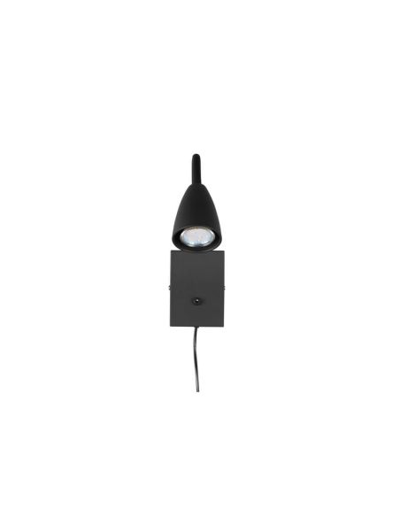 Aplique Pared Brazo Lector Interruptor Integrado WANDA Negro | LeonLeds