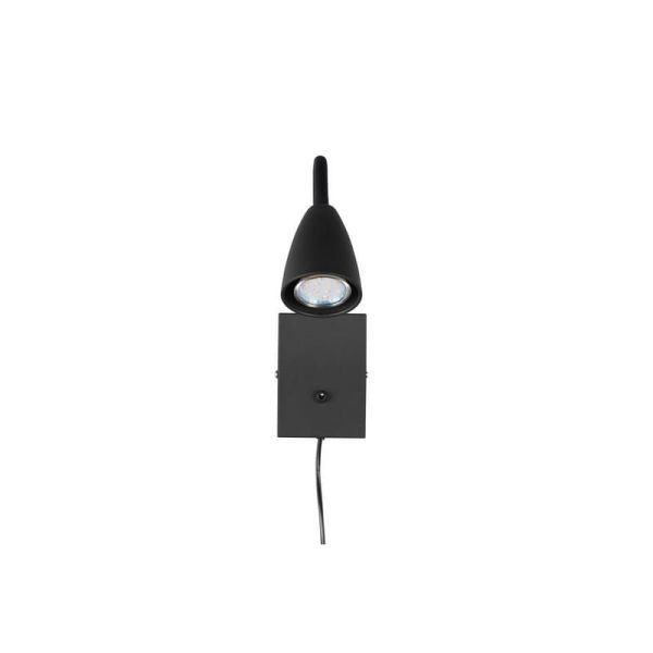 Aplique Pared Brazo Lector Interruptor Integrado WANDA Negro | LeonLeds