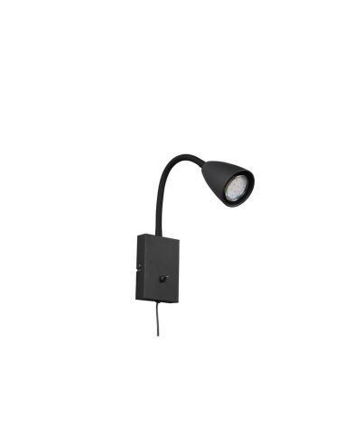 Candeeiro de parede com braço de leitura interruptor integrado WANDA Preto | LeonLeds