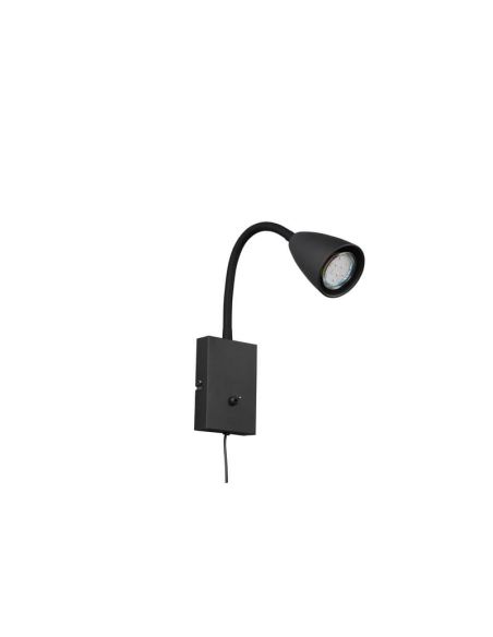 Candeeiro de parede com braço de leitura interruptor integrado WANDA Preto | LeonLeds