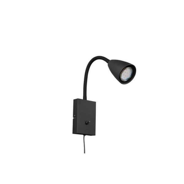 Aplique Pared Brazo Lector Interruptor Integrado WANDA Negro | LeonLeds