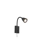 Aplique Pared Brazo Lector Interruptor Integrado WANDA Negro | LeonLeds