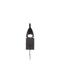Aplique Pared Brazo Lector Interruptor Integrado WANDA Negro | LeonLeds