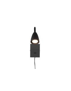 Aplique Pared Brazo Lector Interruptor Integrado WANDA Negro | LeonLeds 2
