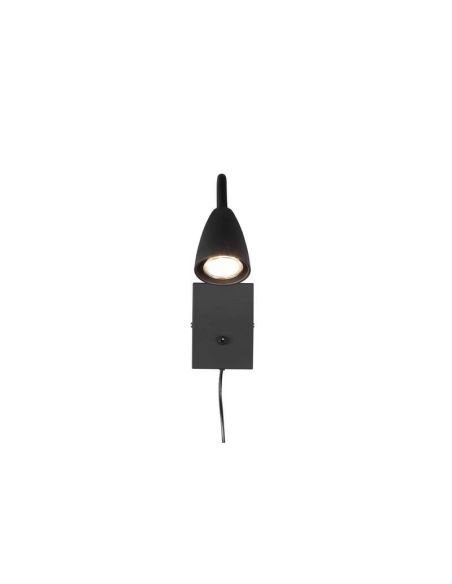 Aplique Pared Brazo Lector Interruptor Integrado WANDA Negro | LeonLeds