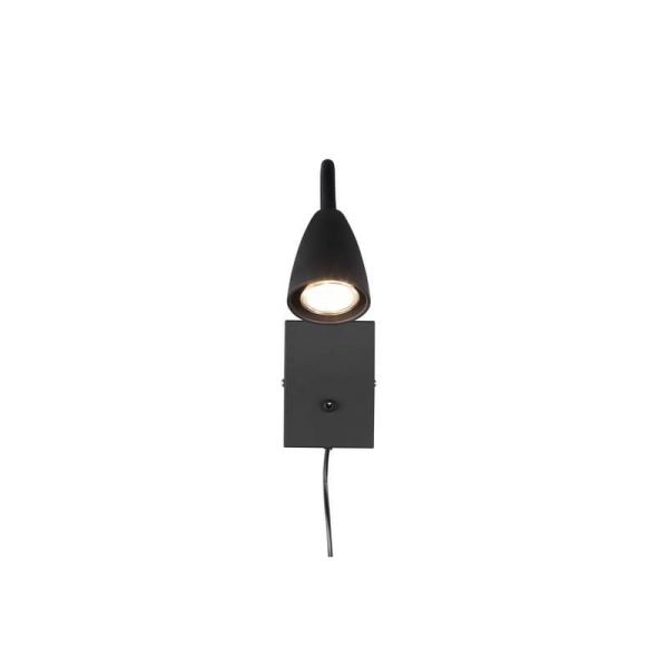 Aplique Pared Brazo Lector Interruptor Integrado WANDA Negro | LeonLeds