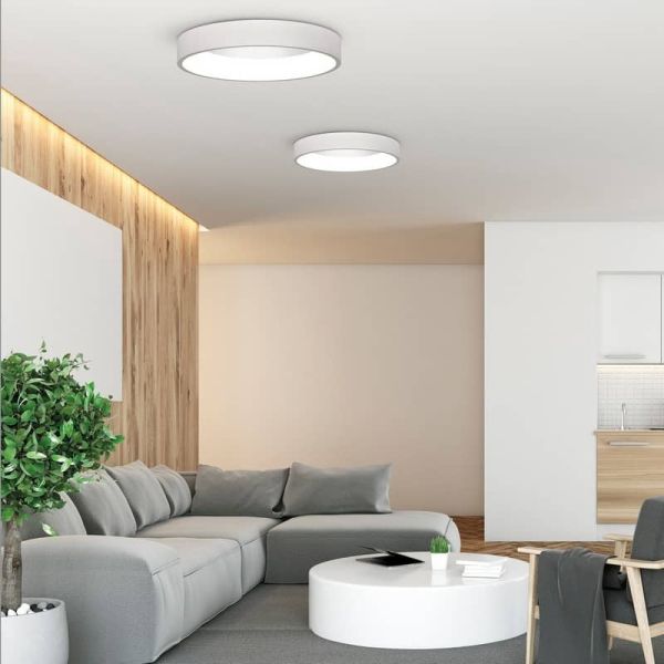 Plafón de Techo LED DILGA Ø 90cm Blanco/Negro texturado, 126W 9800lm, 2700K-3000K Interruptor deslizante con y Sin Casambi