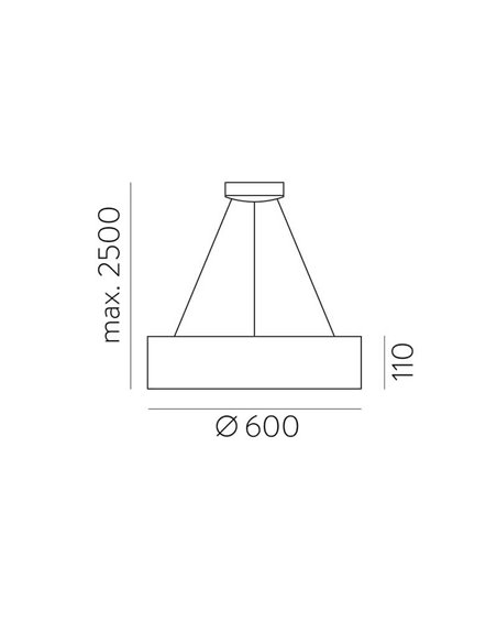 Lámpara Colgante LED DILGA Ø 60cm Blanco/Negro texturado, 48W 3730lm, 2700K-3000K con Interruptor deslizante Con y Sin Casambi