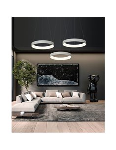 Lámpara Colgante LED DILGA Ø 60cm Blanco/Negro texturado, 48W 3730lm, 2700K-3000K con Interruptor deslizante Con y Sin Casambi 2
