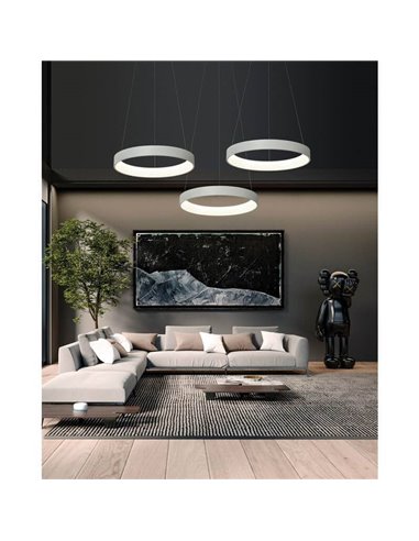Lámpara Colgante LED DILGA Ø 60cm Blanco/Negro texturado, 48W 3730lm, 2700K-3000K con Interruptor deslizante Con y Sin Casambi