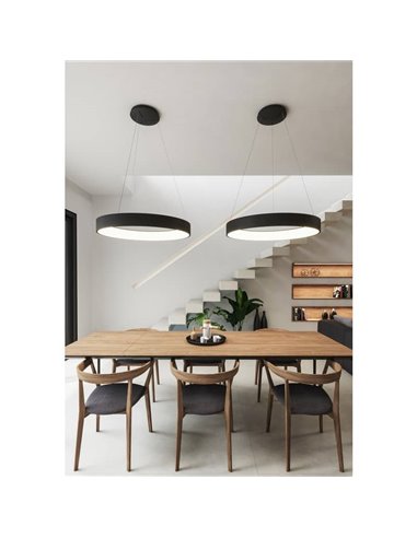 Lámpara Colgante LED DILGA Ø 60cm Blanco/Negro texturado, 48W 3730lm, 2700K-3000K con Interruptor deslizante Con y Sin Casambi