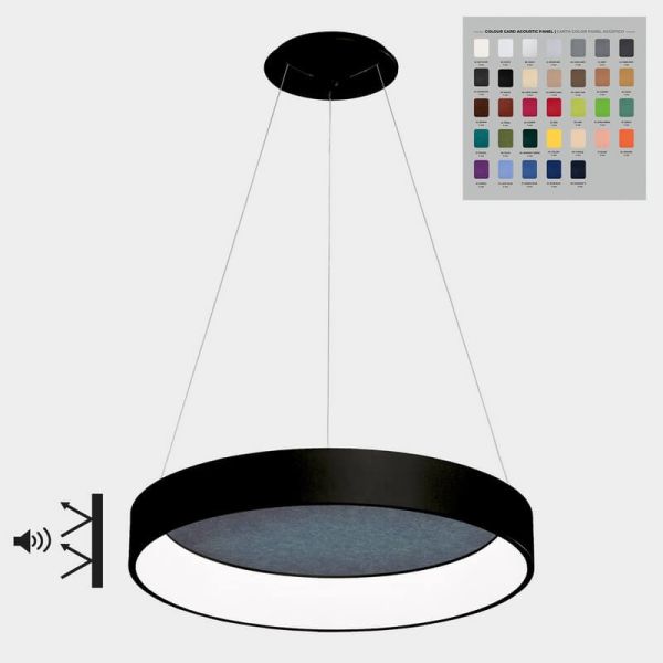 Suspension LED DILGA Ø 60cm Blanc/Noir Texturé, 48W 3730lm, 2700K-3000K avec interrupteur coulissant avec et sans Casambi