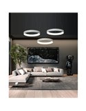 Suspension LED DILGA Ø 90cm Blanc/Noir Texturé, 126W 9800lm, 2700K-3000K avec interrupteur coulissant avec et sans Casambi