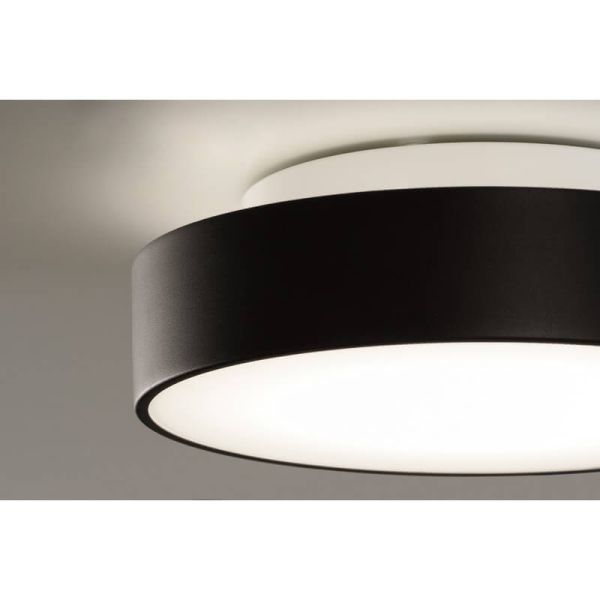 Plafón de techo LED para baños DINS Ø16cm blanco/negro/níquel 10W 1100Lm, IP44 2700K-3000K con interruptor deslizante