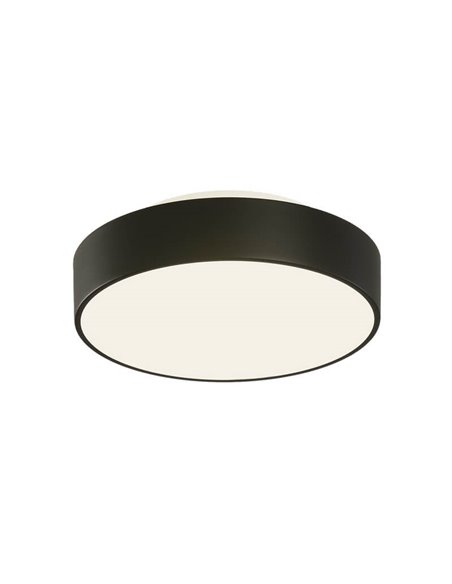 Plafonnier LED pour salle de bain DINS Ø16cm blanc/noir/nickel 10W 1100Lm, IP44 2700K-3000K avec interrupteur coulissant