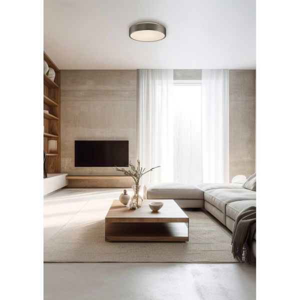 Plafon LED para banheiros DINS Ø16cm branco/preto/níquel 10W 1100Lm, IP44 2700K-3000K com interruptor deslizante